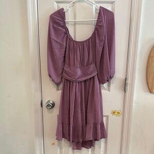 Women’s Summer Square Neck A-Line Dress with Tie Back and Sleeve Ruffle